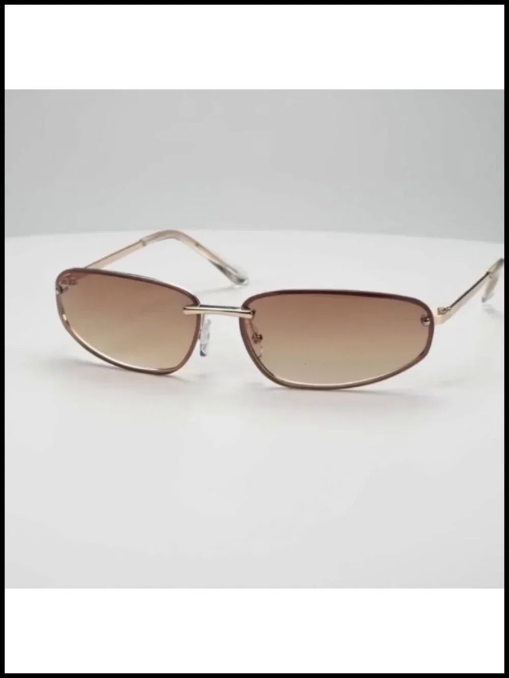 Y2K Oval Wrap Sunglasses Women Metal Frame UV400 Retro Shades